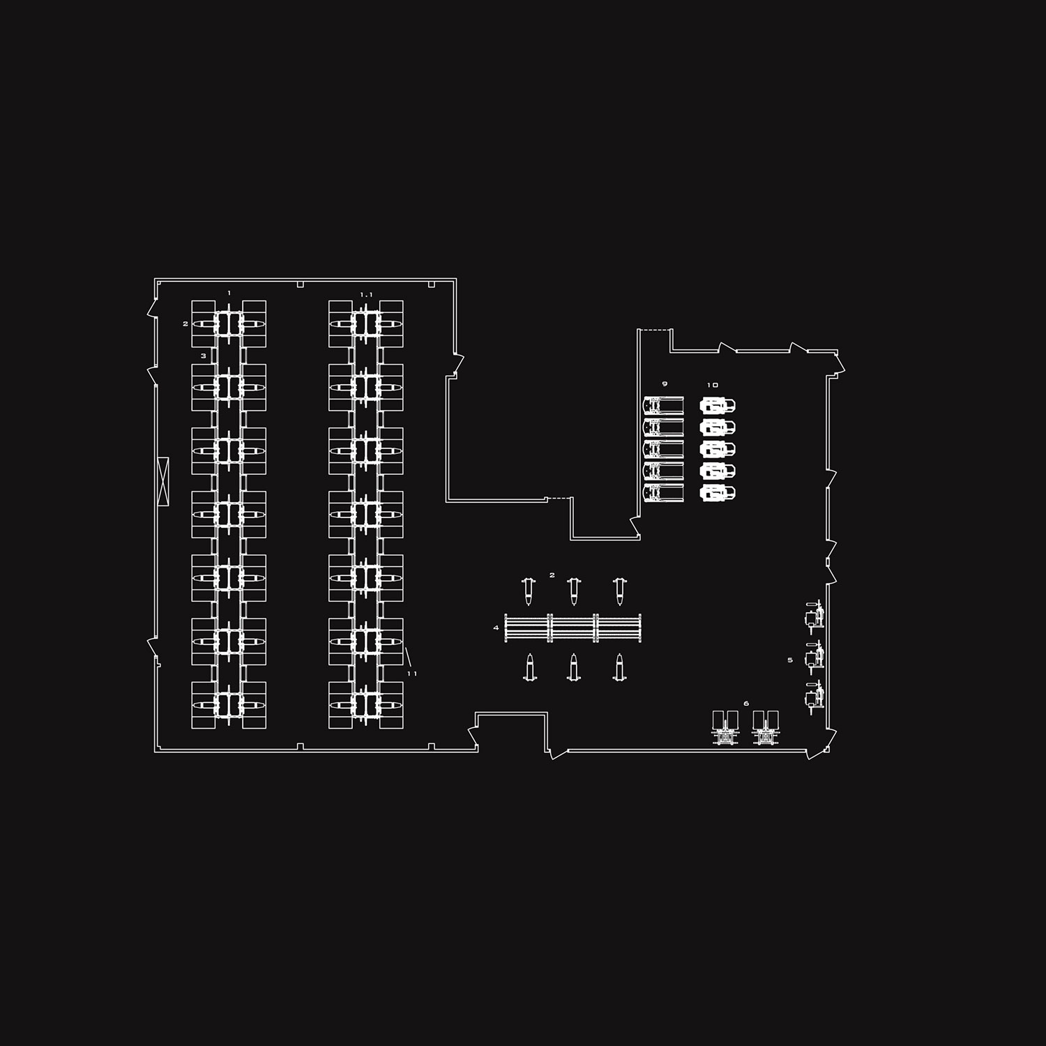 2D CAD floor plan draft for strength and conditioning center